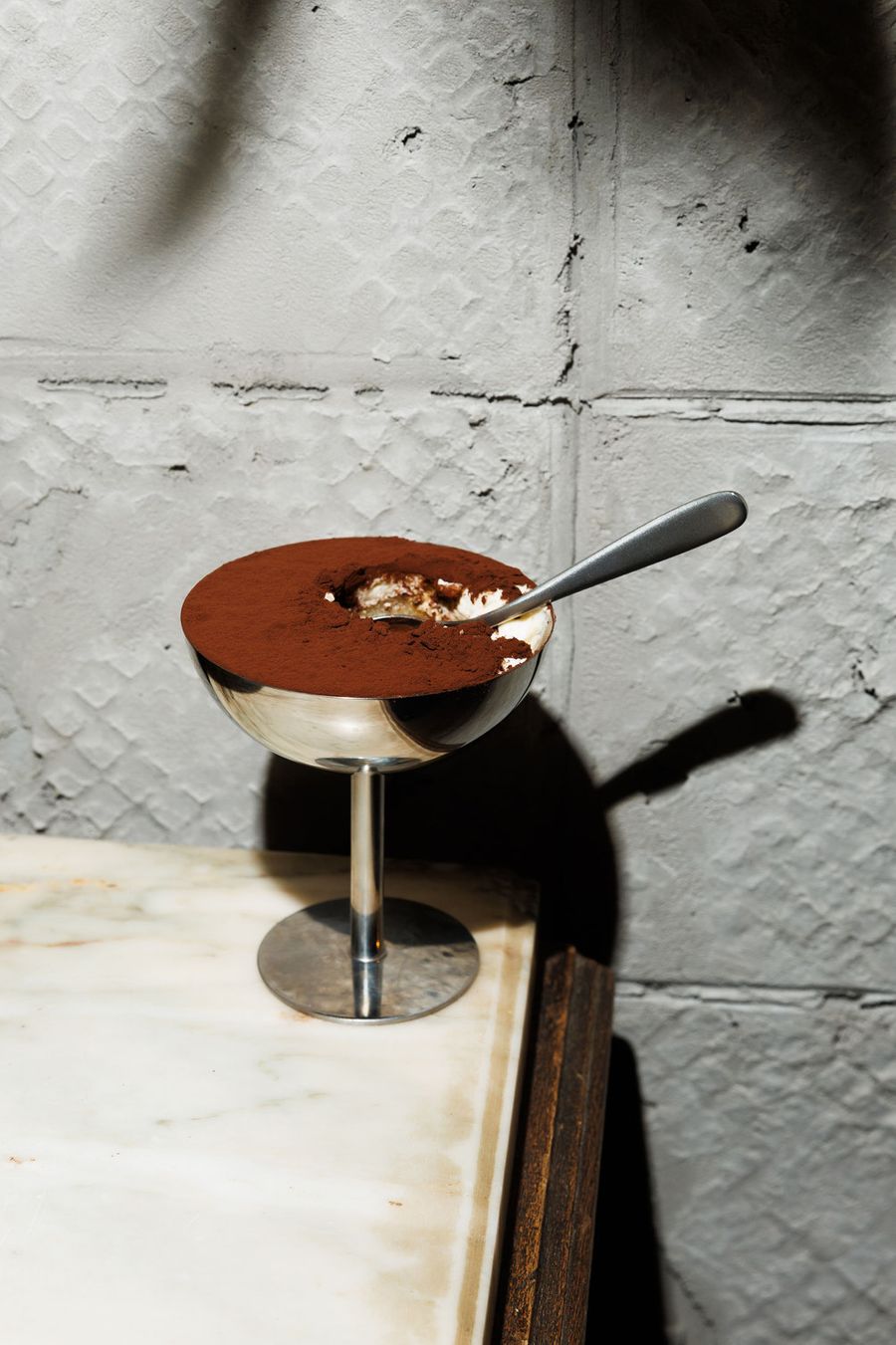 Tiramisu dessert in coupe glass